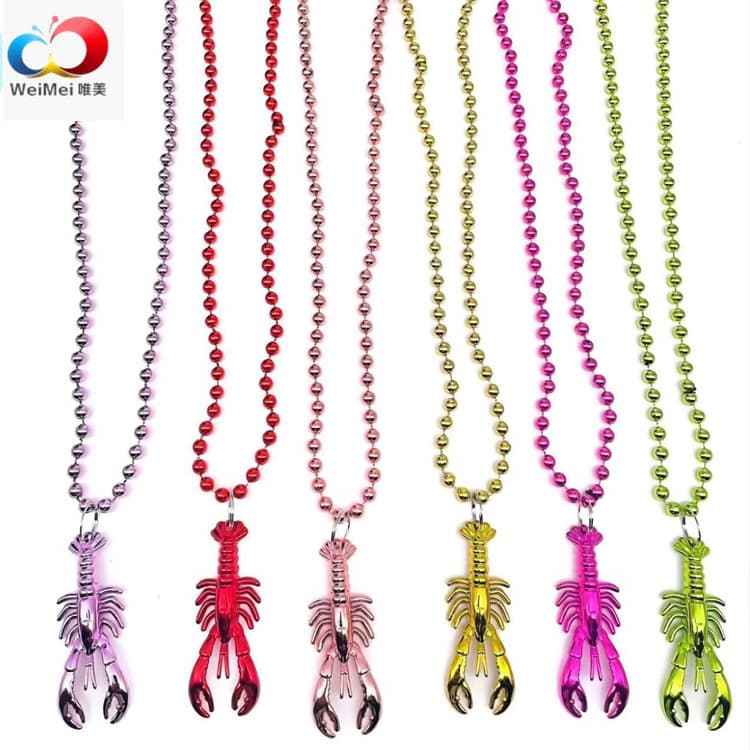 Carnival Party Lobster Plastic Beaded Necklace Mexican Fiesta Bead Chain Holiday Decoration