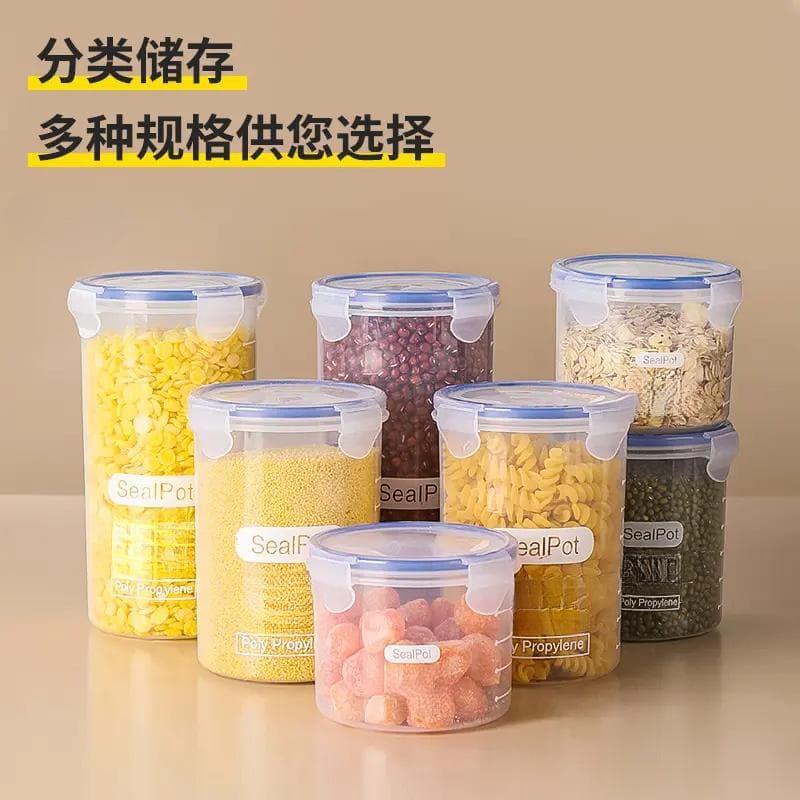 Round Grain Storage Canister with Lid, Sealed Container for Grains, Kitchen Snack Storage, Fridge Organizer