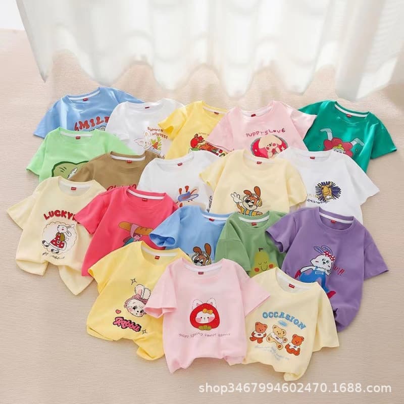 Foreign Trade Kids T-Shirt $5 Street Vendor Clearance Cheap Cartoon Short Sleeve T-Shirt New Product Low Price Clearance
