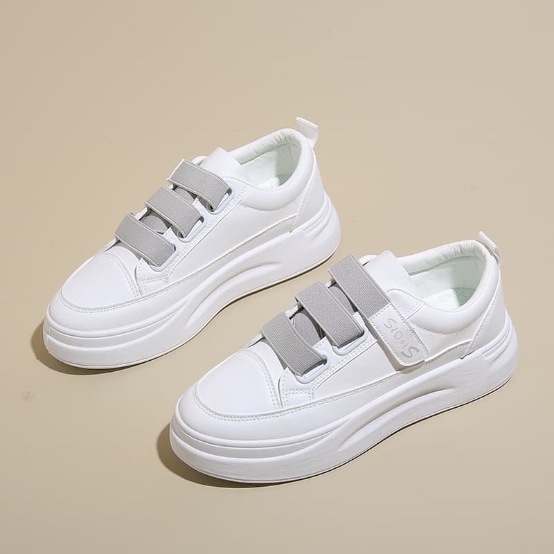 Velcro white sneakers for women, 2024 autumn new Korean style student sports casual sneakers, breathable women's shoes.
