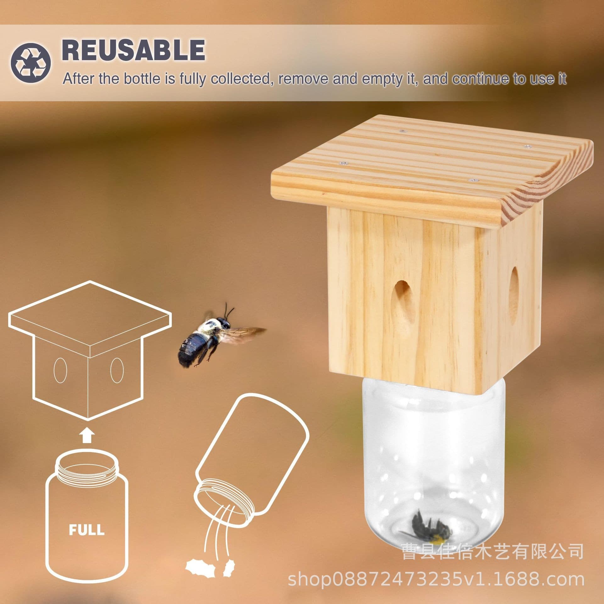 Outdoor Hanging Insect Trap Tiny House Bee Trap Wooden Bee Trap Fruit Fly Trap Box