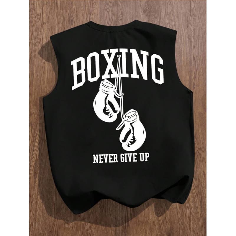 Cross-border Cotton T-Shirt Manfinity Joysei Black Printed Sleeveless Tank EU Size
