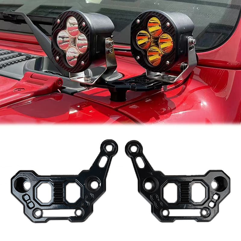 Suitable for JEEP Jeep Wrangler JL modified A-pillar double-layer spotlight bracket aluminum alloy spotlight bracket accessories