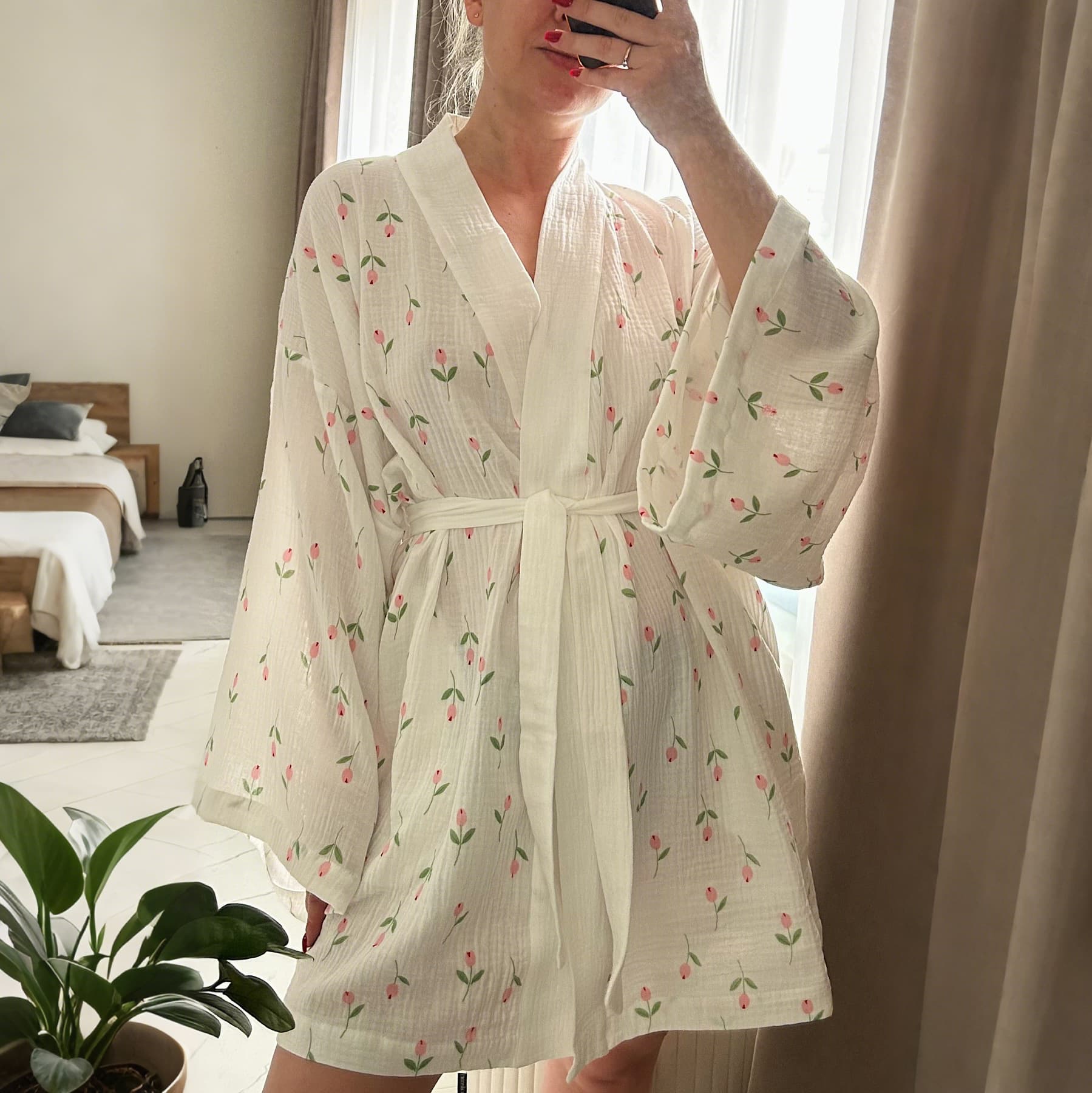 Printed Crepe Cotton Long-Sleeved Lace-Up Comfortable Pajamas and Robes 2026 European and American Autumn New Cross-Border Women's Home Wear