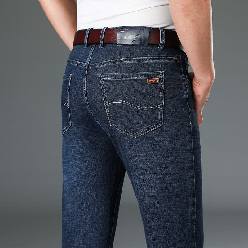 2022 Autumn/Winter New Men's Stretch Denim Jeans Straight Leg Long Pants Casual Thick Trousers Wholesale