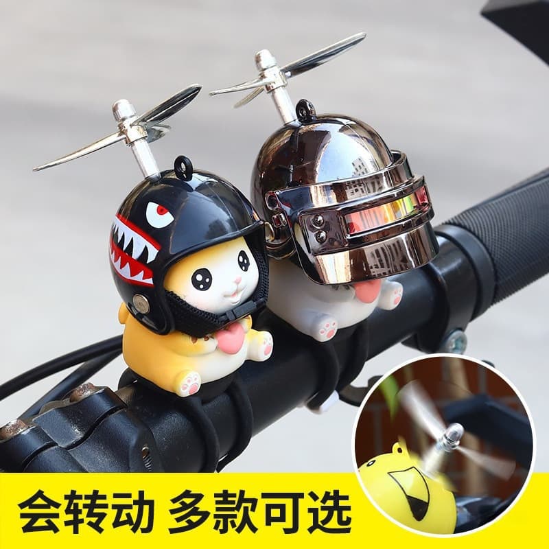 Motorcycle Decoration Little Yellow Duck Car Accessories Cat Plush Bamboo Copter Helmet Electric Bicycle Scooter