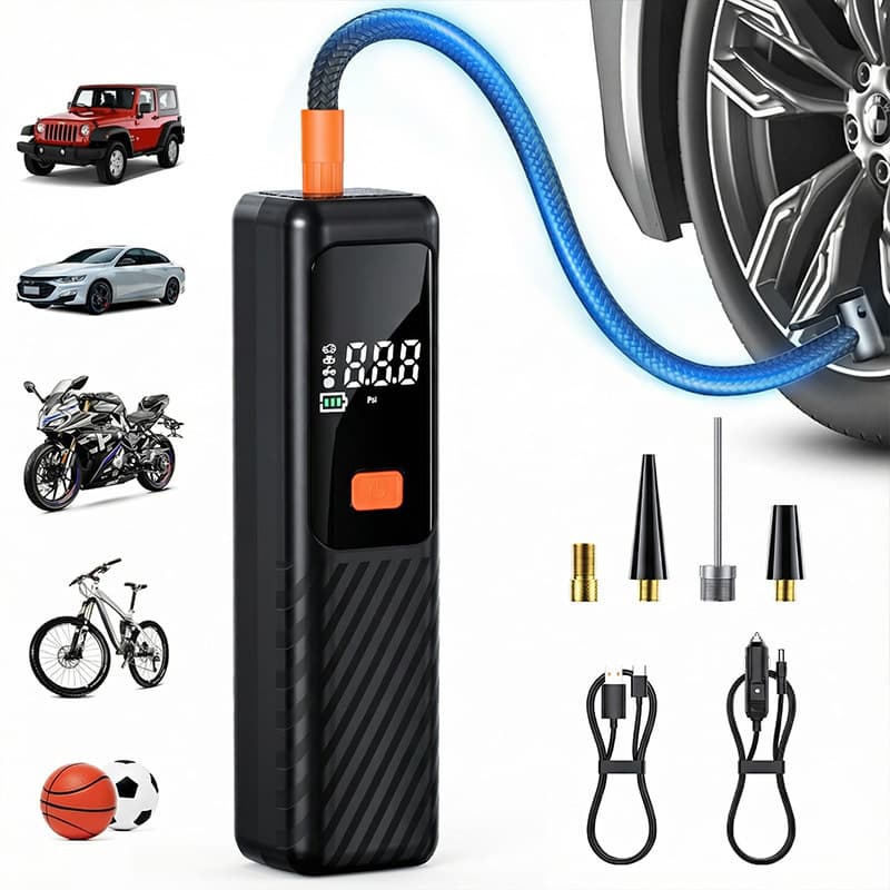 Wireless Car Air Pump Electric Smart Portable Tire Inflator for Cars, SUVs, and Bicycles