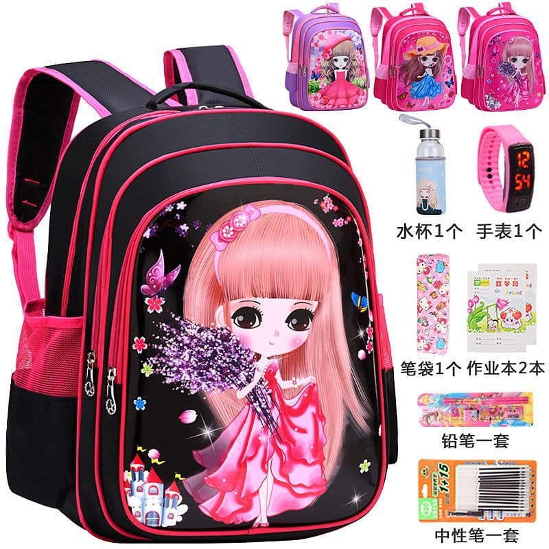 Cute Princess Cartoon School Bags Children Backpacks Korean Style Breathable Waterproof Wear-resistant Reducing Burden Double-shoulder Bags