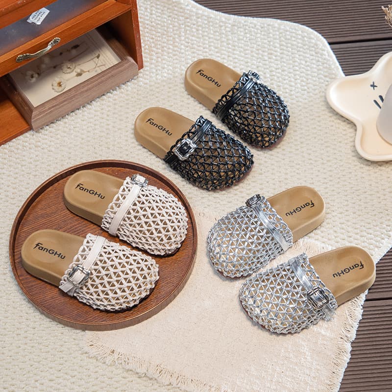 Baby Hollow Knit Closed-Toe Sandals 2026 New Style Girls' Outdoor Breathable Slippers Fashion Beach Sandals