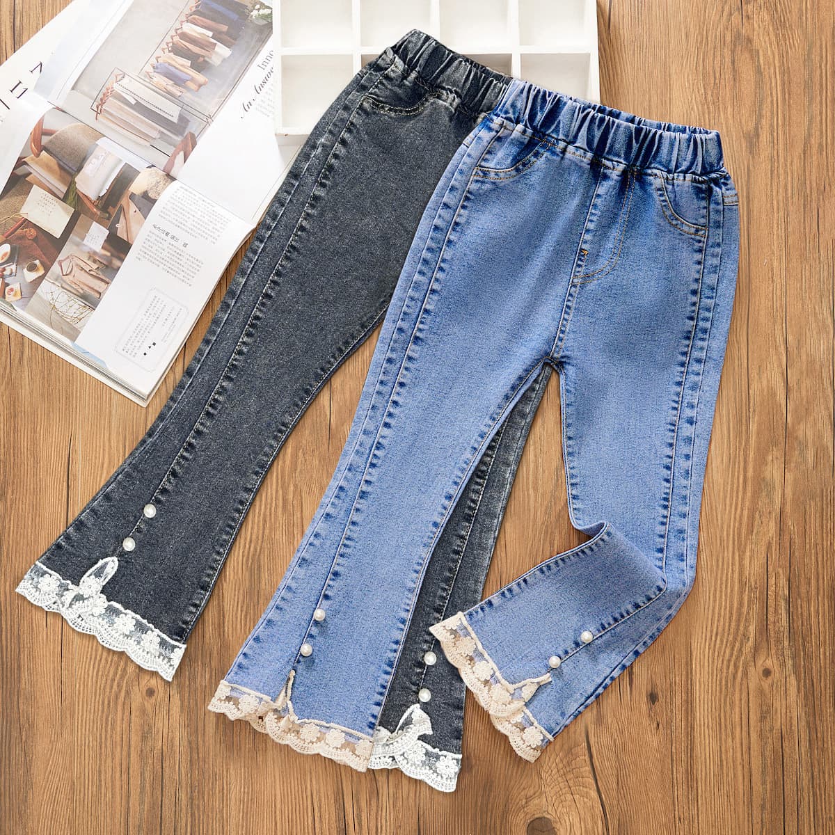 Girls' Jeans New Spring and Autumn Casual Children's Loose Wide-Leg Pants for Toddlers and Older Kids Flared Trousers