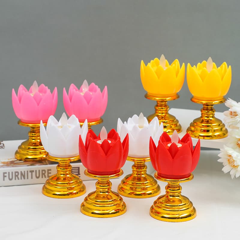 Factory direct sales simulation LED electronic candle cross-border supply supply Buddha Thailand battery model lotus candle lamp wholesale