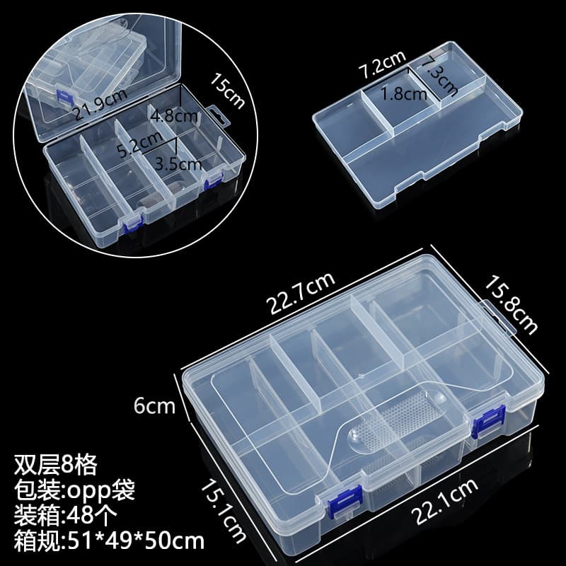 Transparent Plastic Jewelry Storage Box, Electronic Component Accessory Box with Compartments, Craft Organizer, Fishing Tackle Small Parts Box