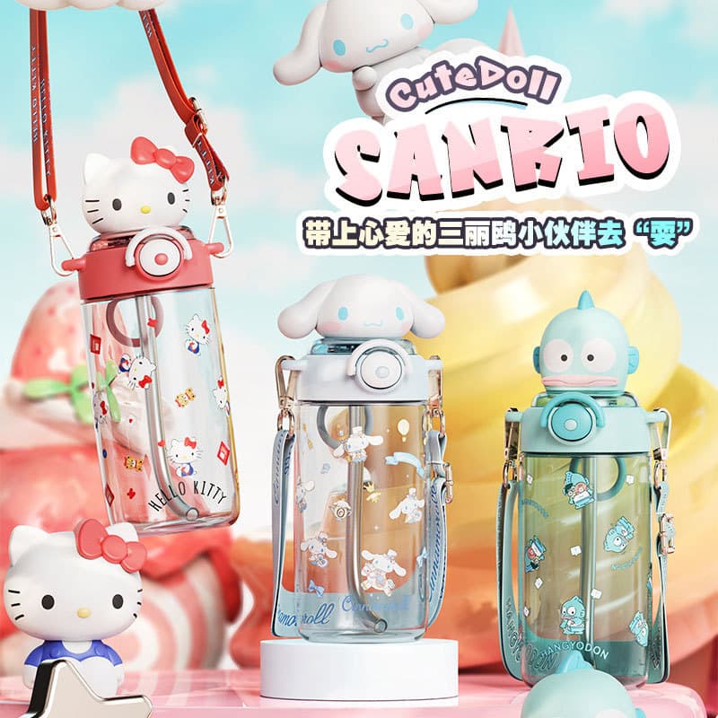 Aikes Sanrio children's water cup summer anti-fall primary school student cup portable high temperature resistant straw water cup