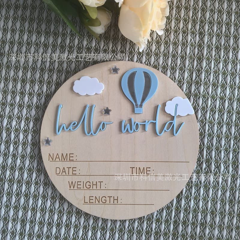 Cross-border newborn hello world wooden milestone month photo commemorative props photography
