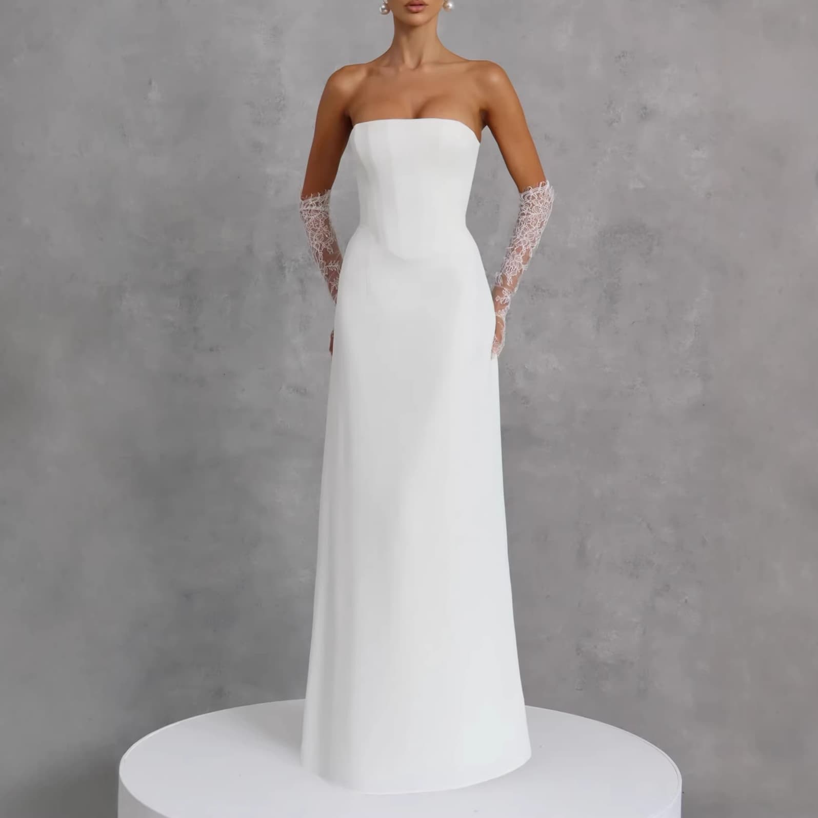 2026 New Summer Strapless Simple Pure White Fitted Back-Slit Dress for Cross-Border E-Commerce in Europe and America Amazon
