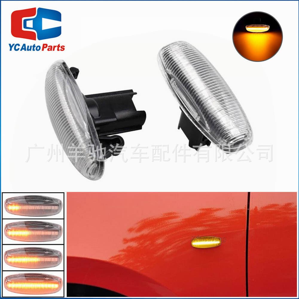 LED Yellow Sequential Leaf Fender Light Turn Signal Side Lamp for Toyota Vios Yaris 2014-2019 Model Modification