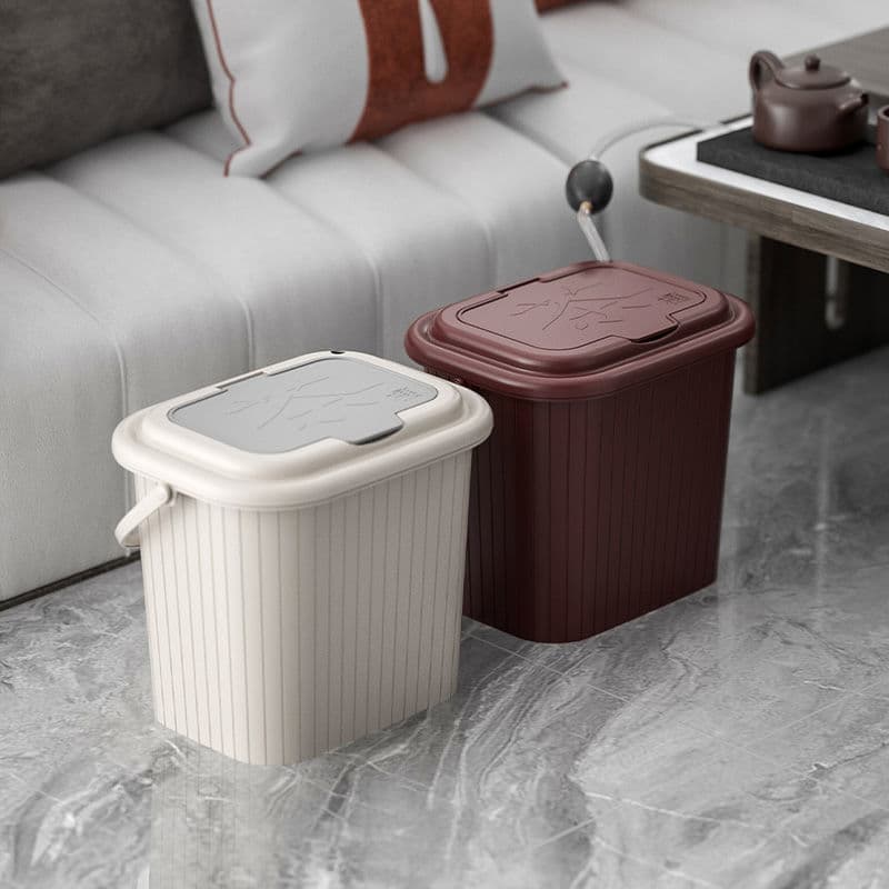 Tea Water Bucket with Dregs and Drain Pipe, Wastewater Bucket for Gongfu Tea Sets, Home Tea Tray and Ceremony Table Trash Container