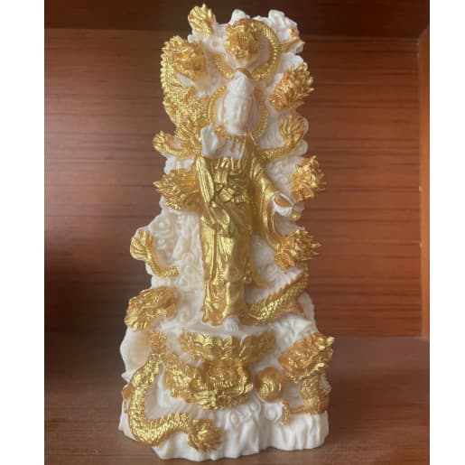Ivory Nut Carved Nine-Dragon Guanyin Statue, Avalokiteshvara Buddha Figurine, Home Desktop Car Decoration, Art Craft