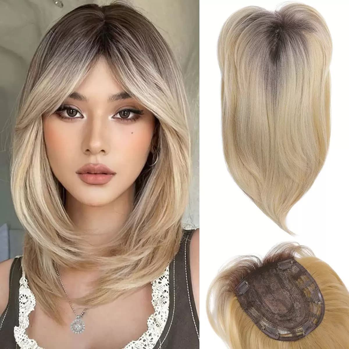 Cross-border European and American wigs, long curly hair, synthetic wigs, women's natural breathable synthetic fiber hair patches