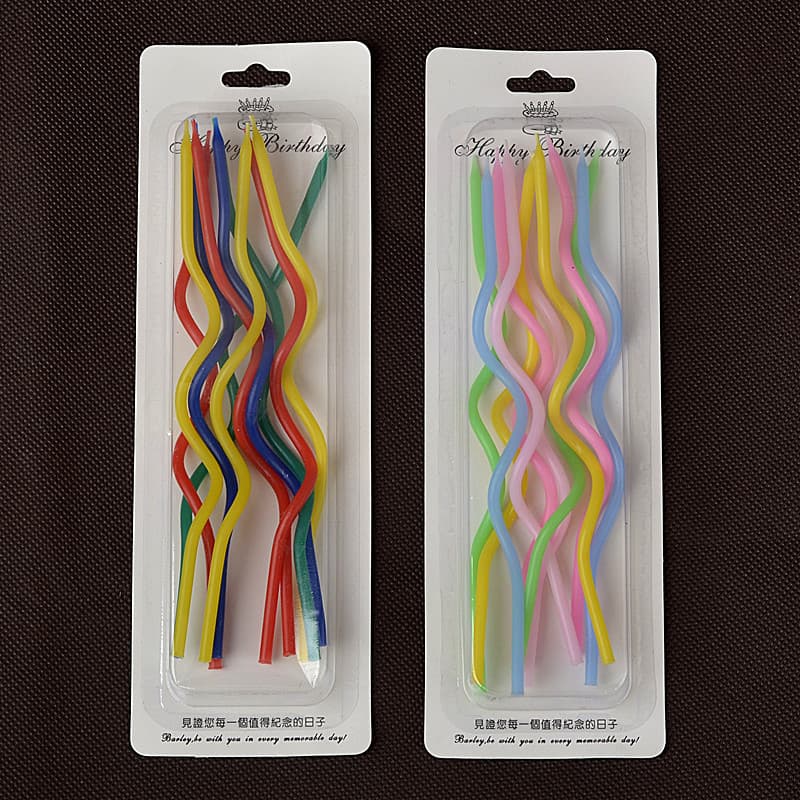 Birthday Curvy Candles Multicolor Gold Silver Metallic Twisted Thread Candles Cake Curved Bent Candles