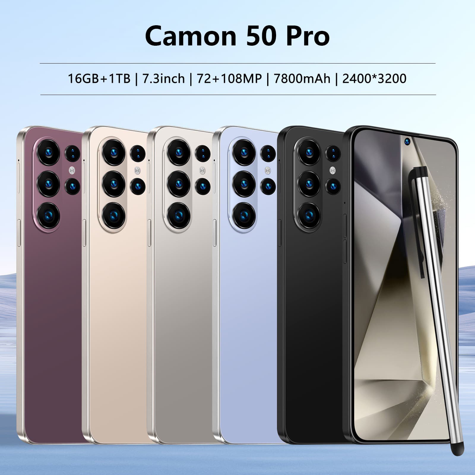 New Cross-border Camon50 Pro Android Large Screen All-in-One 16+1T Smart Phone for Foreign Trade Direct from Factory
