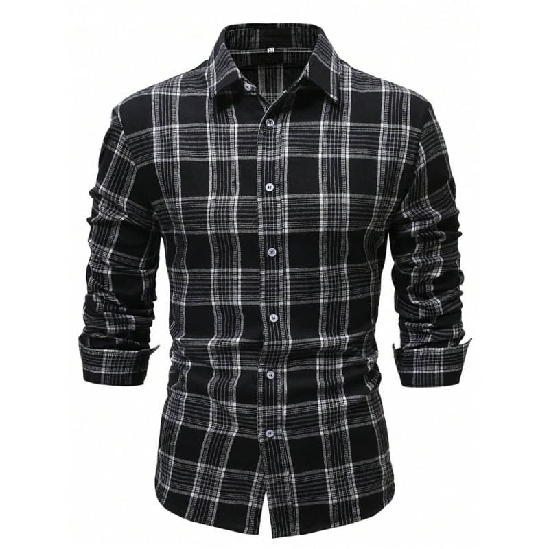 N 25054 Brushed Plaid Mens Shirt Brushed plaid men's shirt cross-border