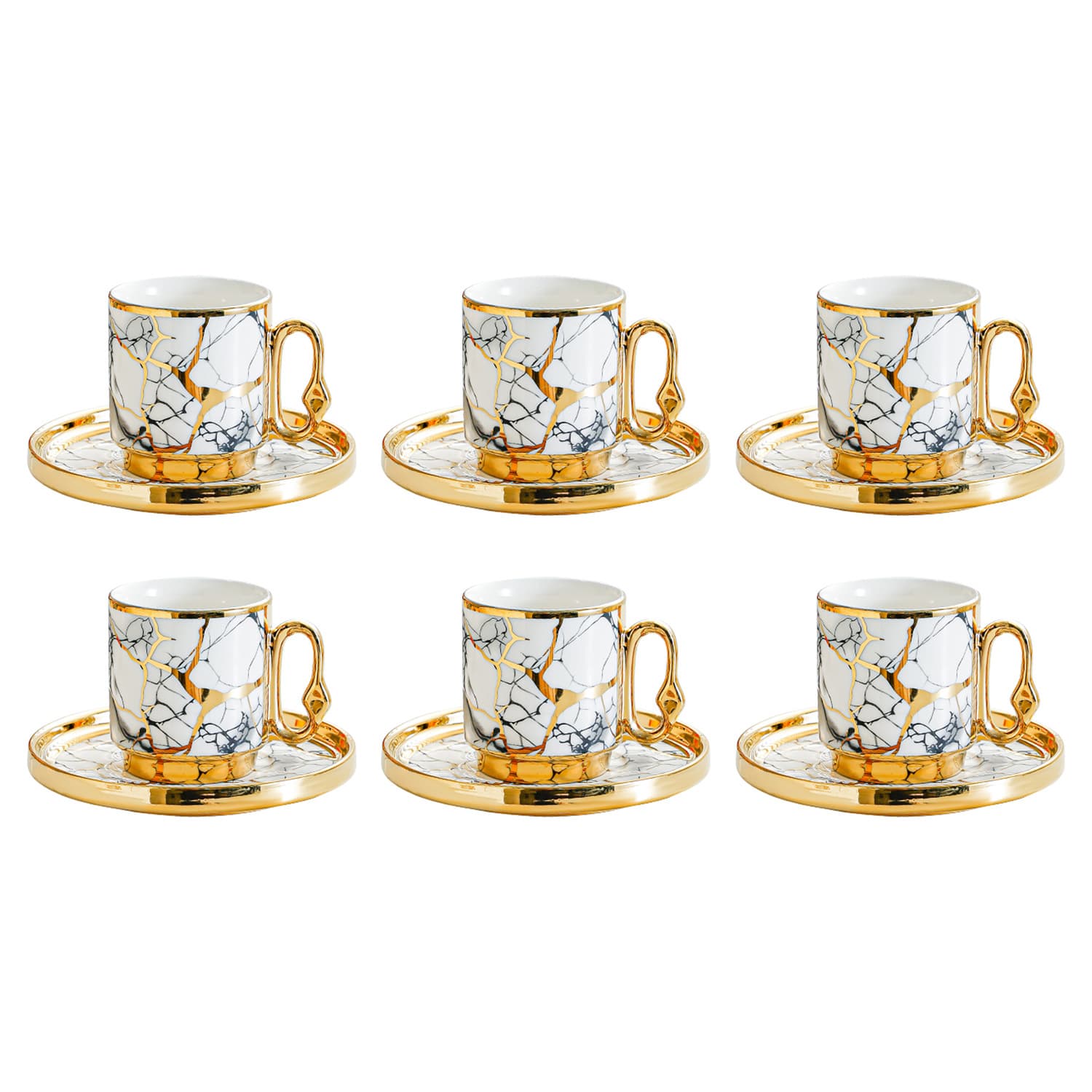 Ceramic Coffee Cup and Saucer Set Commercial Home High-End American Retro Latte Cup Heat-Resistant Drinking Cup Afternoon Tea
