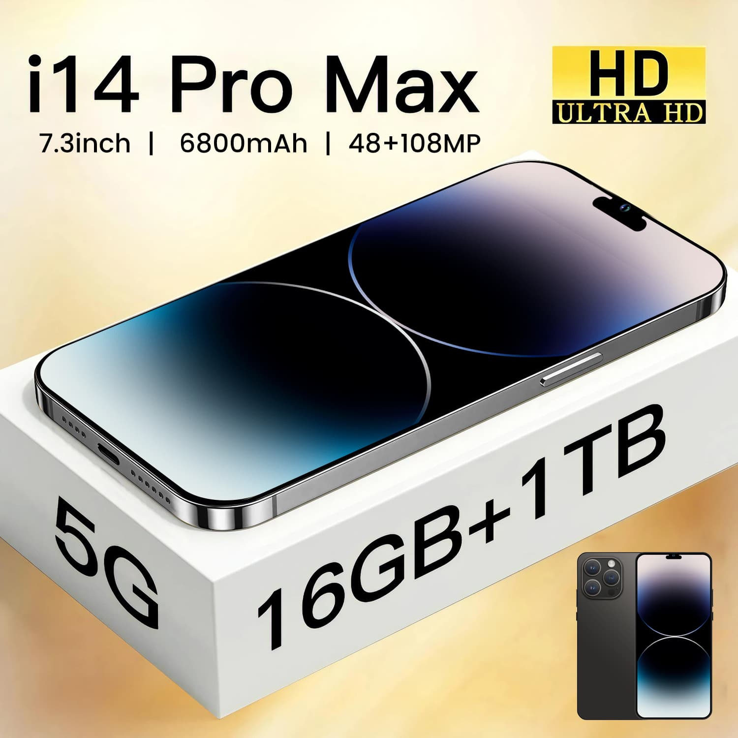 2023 Latest Smart 1+16GB Cross-Border Phone i14 Pro Max Dynamic Island Screen Mobile Phone OEM Manufacturer