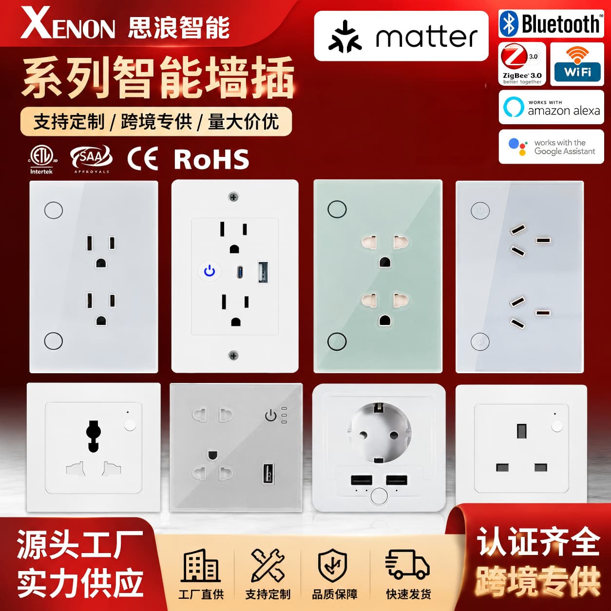 Cross-border WiFi Smart Plug ZigBee US/UK/EU/AU/VN Standard with USB Wall Outlet Matter