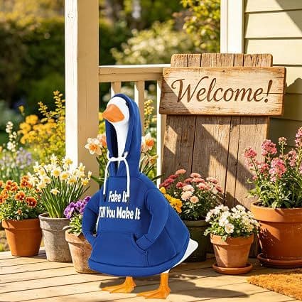 Amazon 23inch Goose-Shaped Hooded Sweatshirt Suitable for All Seasons, Perfect for Goose and Duck Statues, Lawn, Outdoor, and Garden Decoration