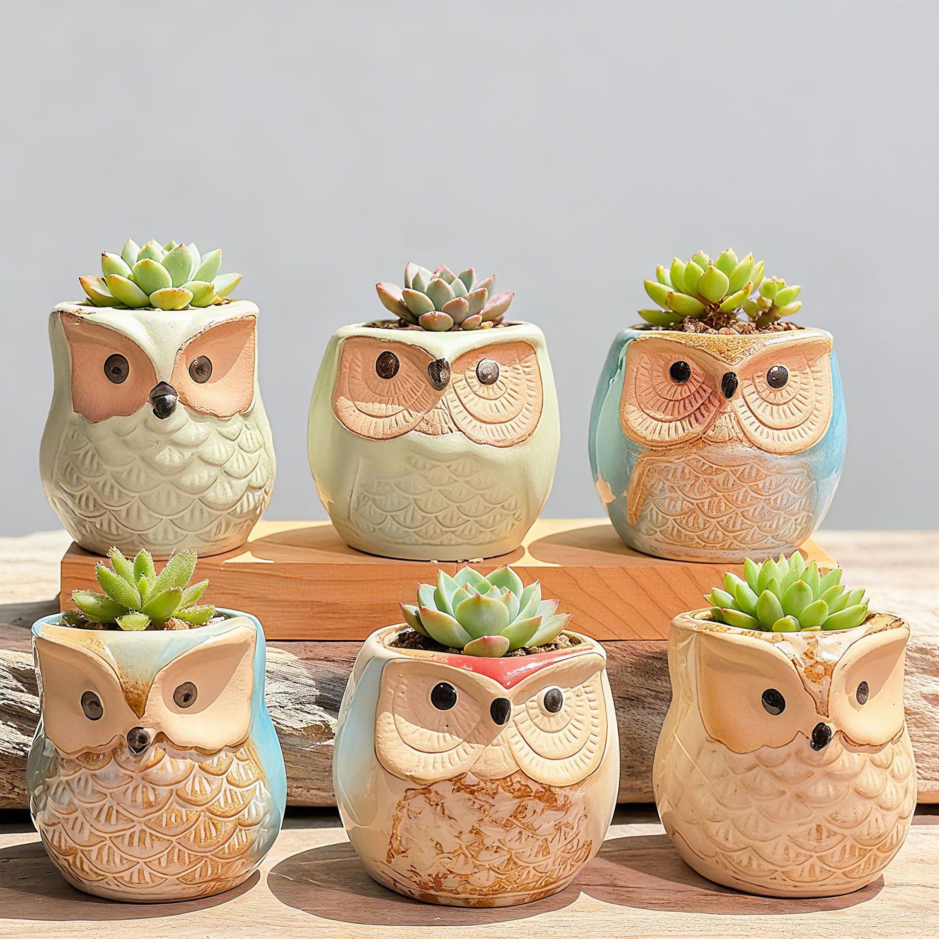 Cross-border direct sales TEMU creative owl succulent flowerpot simple breathable ceramic animal home small flowerpot wholesale