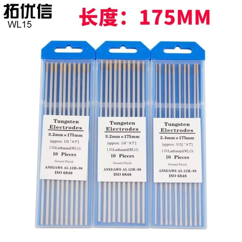 WL15 Zirconiated Tungsten Electrode Gold Tip Tungsten Needle 1.0/1.6/2.0/2.4/3.0/3.2/4.0*175mm