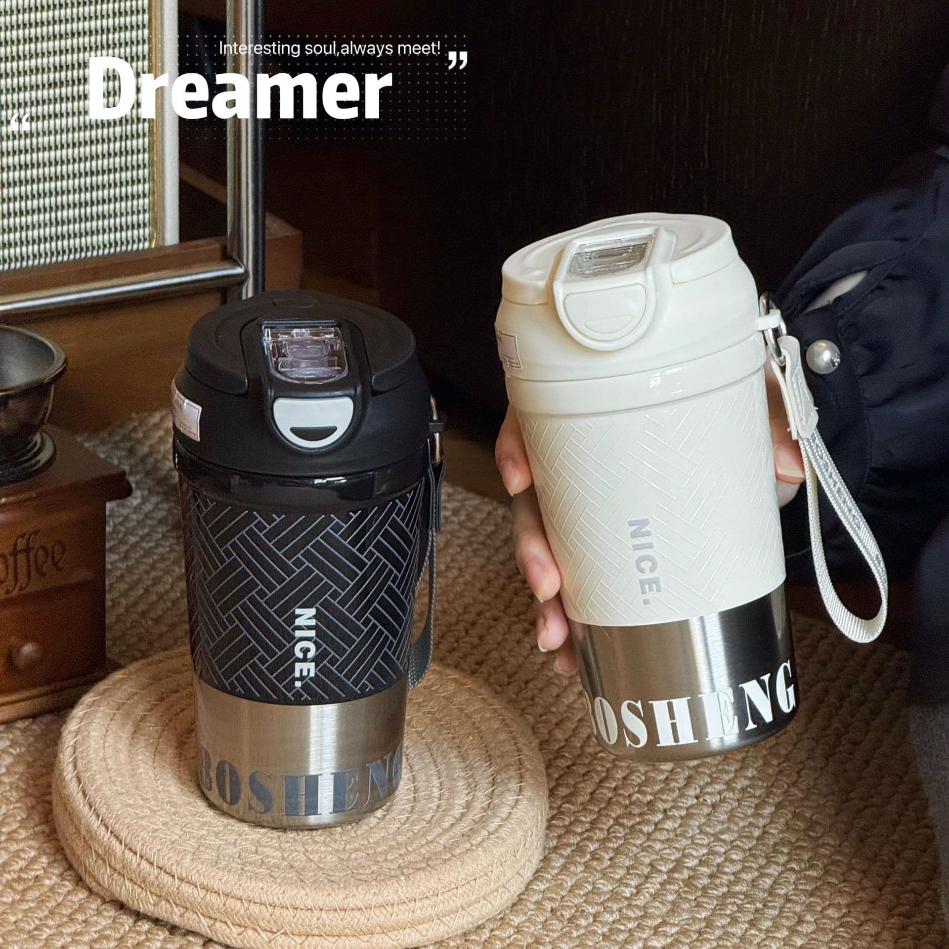 Luxury Premium Coffee Cup, Stainless Steel Insulated Cup, Portable Dual-Drink 316 Stainless Steel Cup for Men