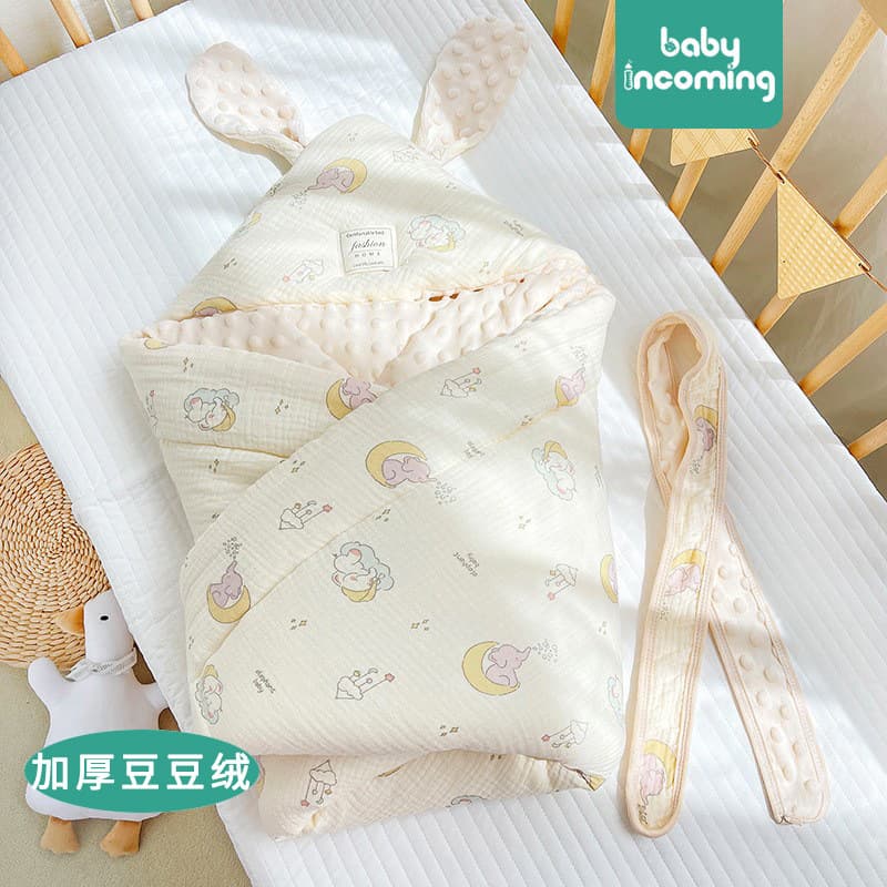 Soft Big Rabbit Ear Baby Wrap Blanket Newborn Swaddle Autumn Winter Baby Quilt Swaddle Cotton Cartoon Pattern for Newborns