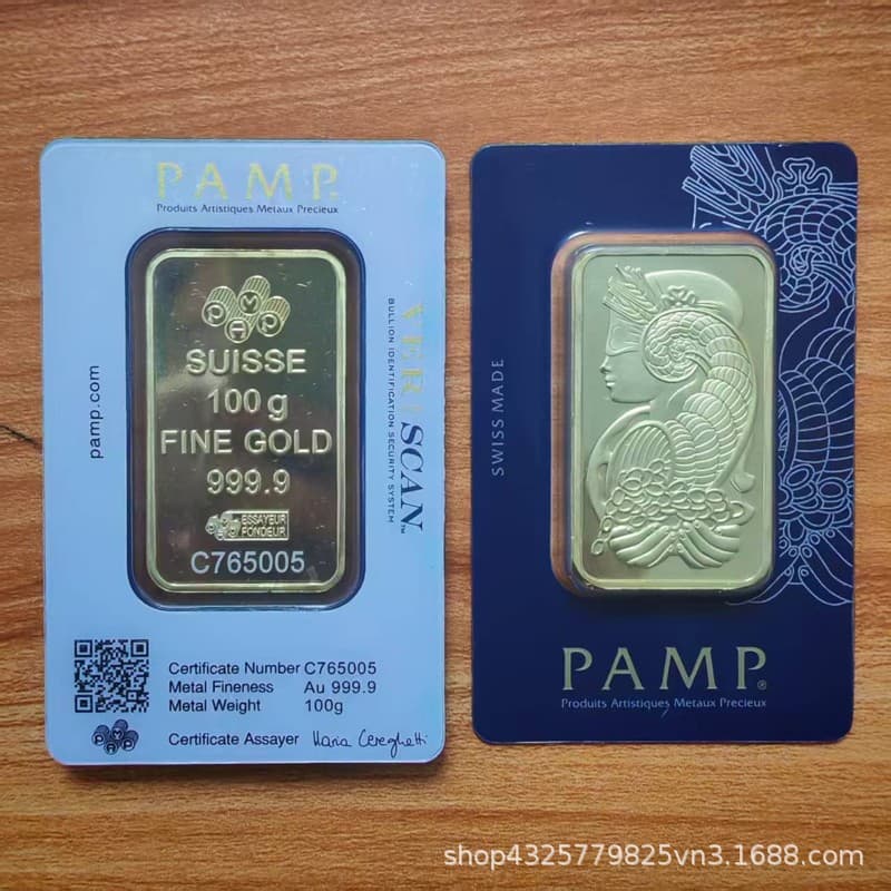 Simulation Swiss Year of the Snake Zodiac Gold Bar One Ounce Swiss Gold Bar Ornament Divine Brass Gold-Plated Gold Bar with Serial Number