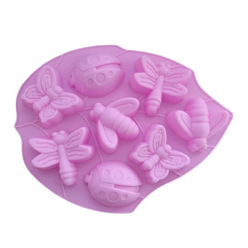 Silicone 8-Cavity Insect Bee Butterfly Cake Mold, Pudding Jelly Mold, Rice Cake, Soap Mold, Easy Release