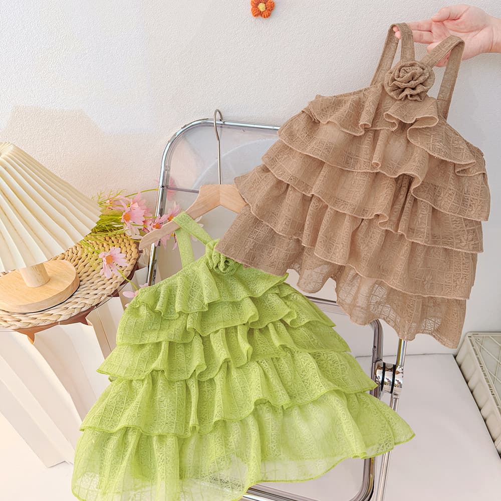 Summer new style summer sweet girl dress fashionable cake baby princess suspender skirt super fairy sweet style