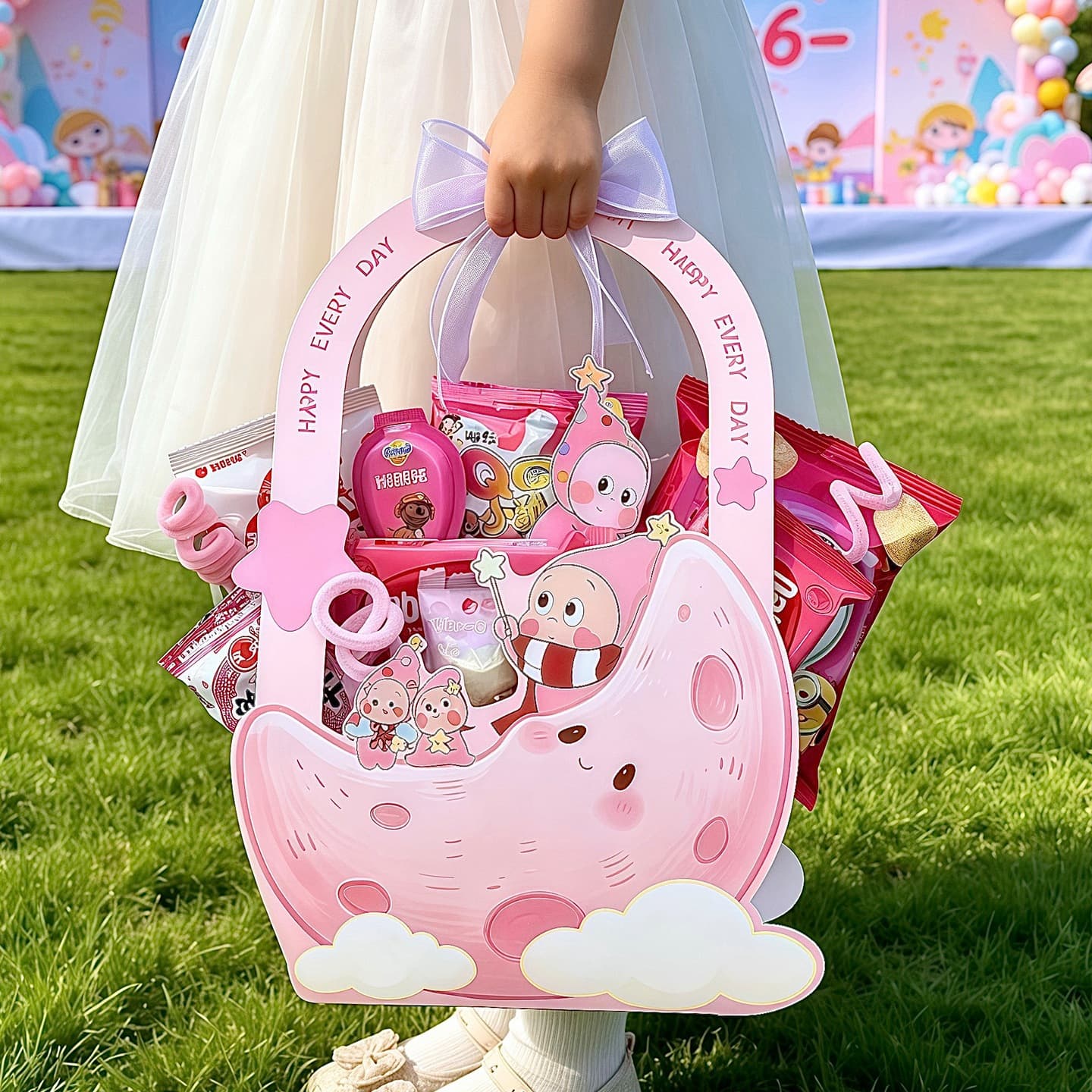 Children's Day Cartoon Handheld Flower Arrangement Box Gift Bouquet Snack Candy Floral Packaging Material Manufacturer