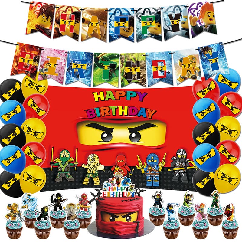 LEGO Ninjago Birthday Party Theme Decoration Banner, Balloons, Cake Topper, Flag Set, Amazon In Stock