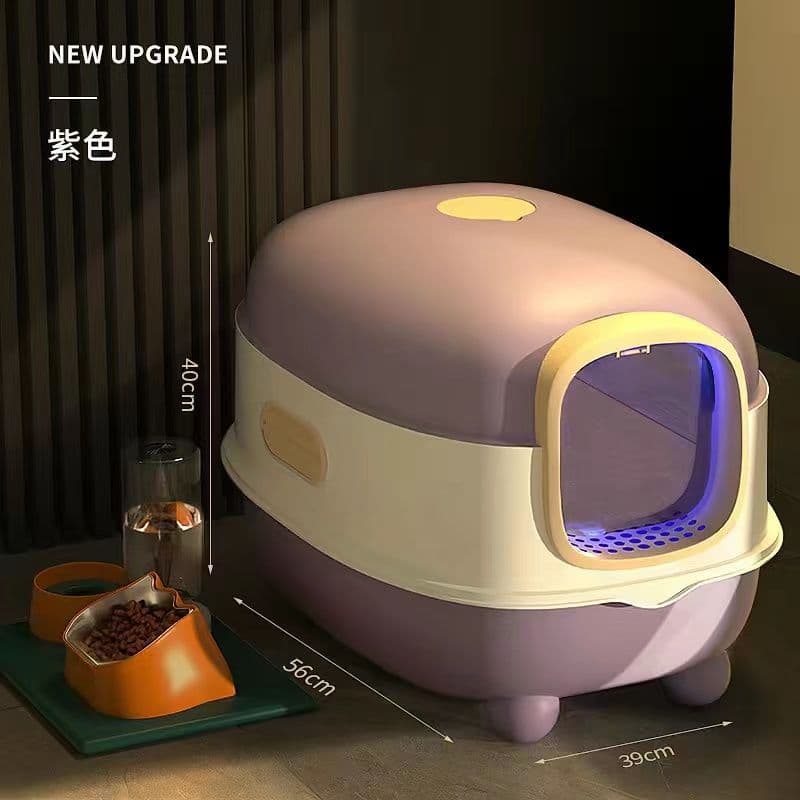 Large Cat Litter Box Odor-Proof Fully Enclosed Smart Sterilization Cat Toilet Anti-Splash Cat Litter Pan