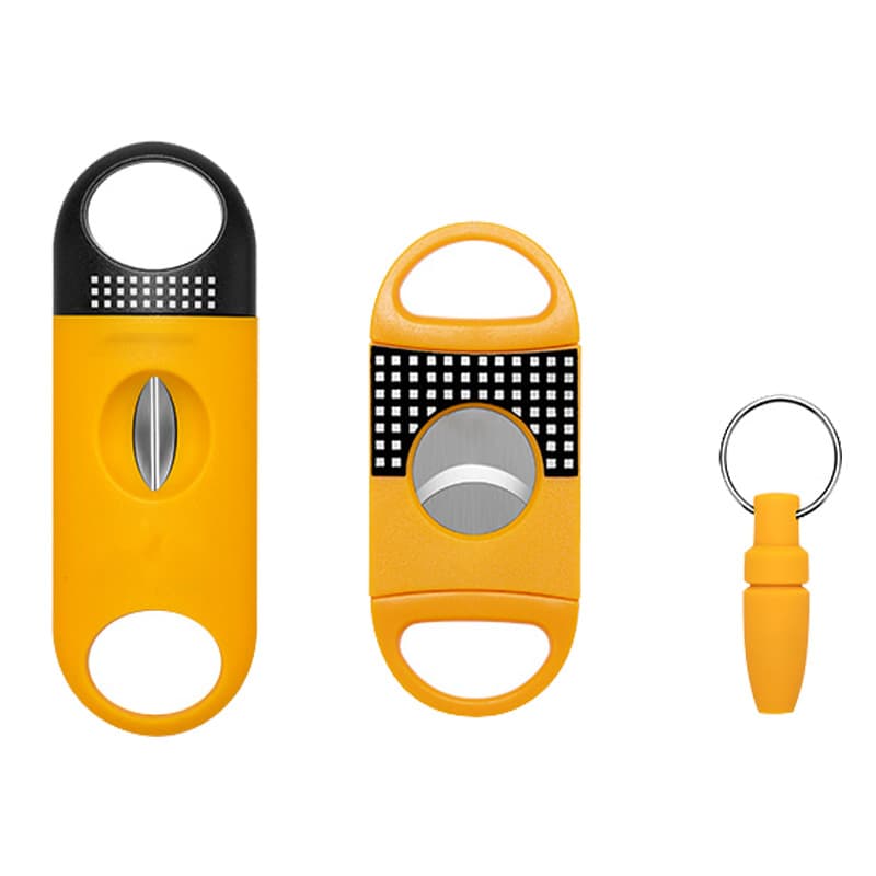 Cuban cigar cutter three-piece portable cigar cutter sharp V-shaped cutter cigar drill round hole punch cigar set
