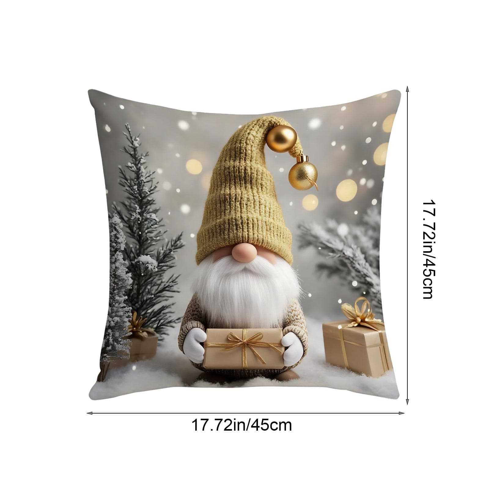Cross-border Hot Sale Christmas Series Gold Tone Pillow Cover Sofa Home Cushion Cover Linen Print Christmas Pillow Cover