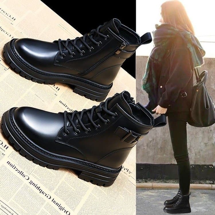 Cross-border soft leather Martin boots 2025 autumn new women's shoes autumn and winter velvet all-match short boots fashion hot leather shoes