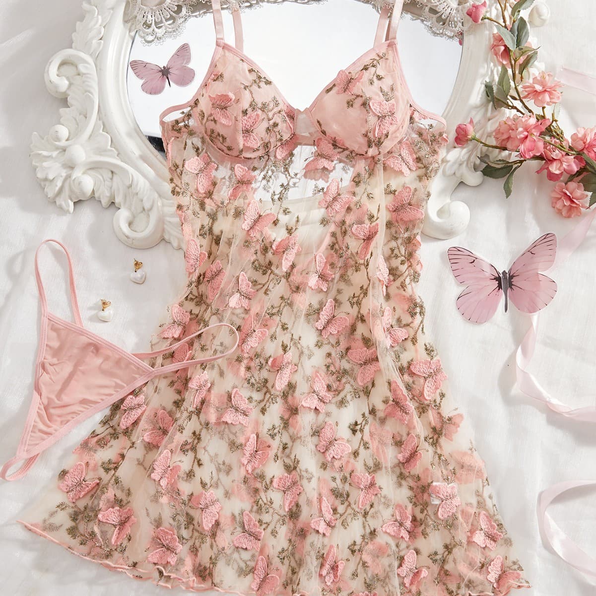 Sexy Lingerie European and American export lingerie factory, passionate and hot embroidered slip dresses for women