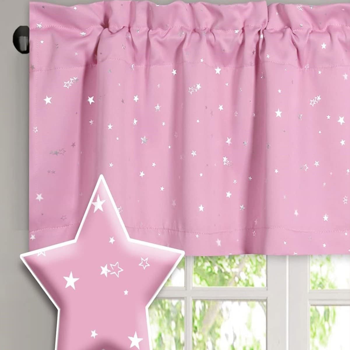Multi-color Hot Stamping Silver Star Pattern Short Curtain Kitchen Bedroom Curtain Half Curtain Cross-border Window Decoration Polyester Cotton