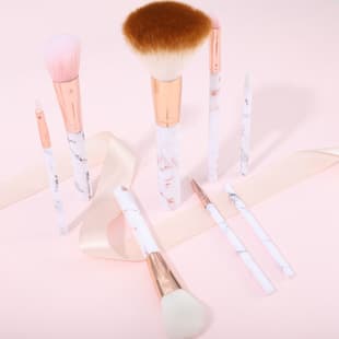 Semi-Finished Marble Pattern Makeup Brush with Plastic Handle, Loose Powder Blush Makeup Brush Handle Wholesale Source Factory