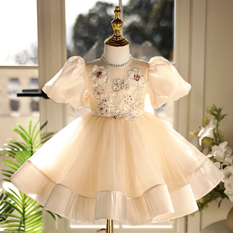 Kids Princess Dress for Girls Birthday Flower Girl Evening Gown Piano Performance Outfit Toddler Ceremony Dress