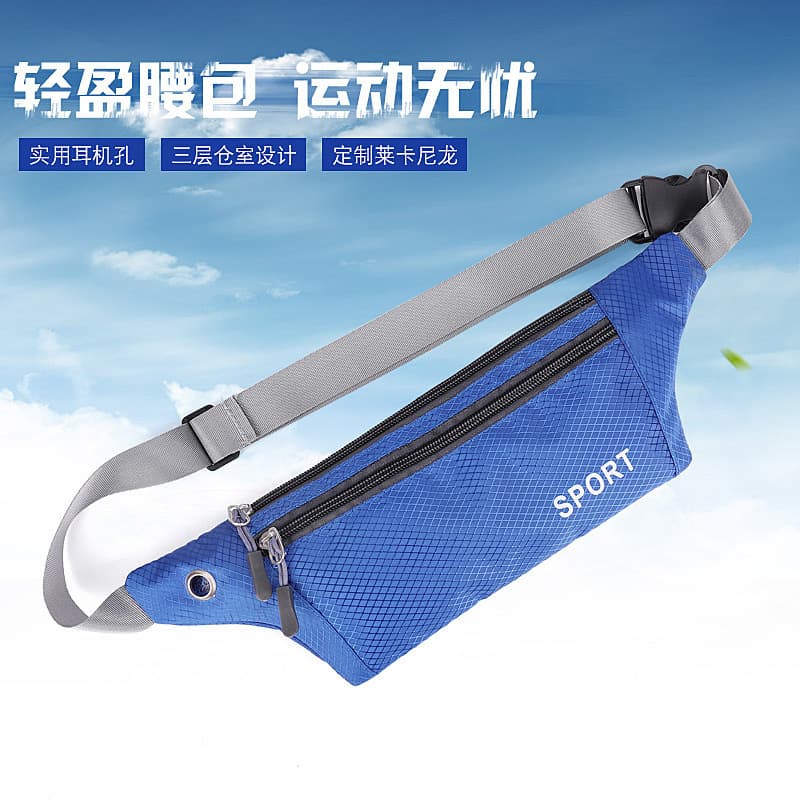 Outdoor sports waist bag for men and women, three-layer lightweight mini waist bag, casual chest bag, crossbody bag, wholesale belt, mobile phone.