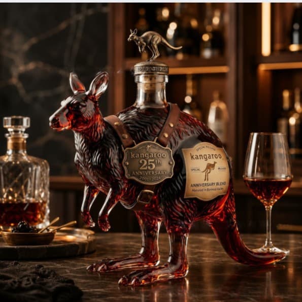 New 25th The Great Kangaroo Whiskey Bottle 25th Anniversary Giant Kangaroo Whiskey Bottle