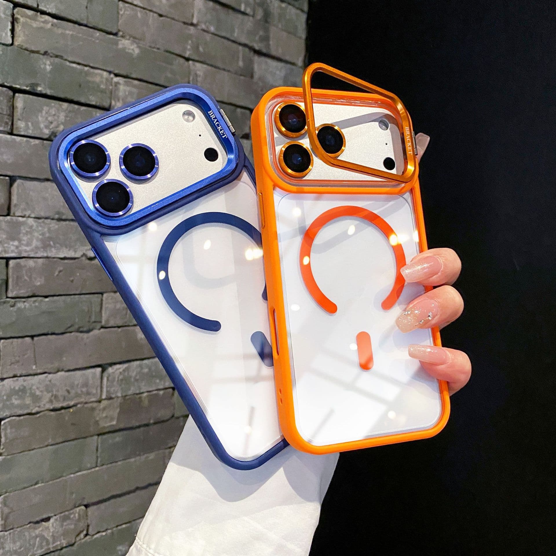 Compatible with iPhone 17 Pro Max Case Apple 16 Transparent Magnetic Lens Stand 15 PRO Protective Cover
